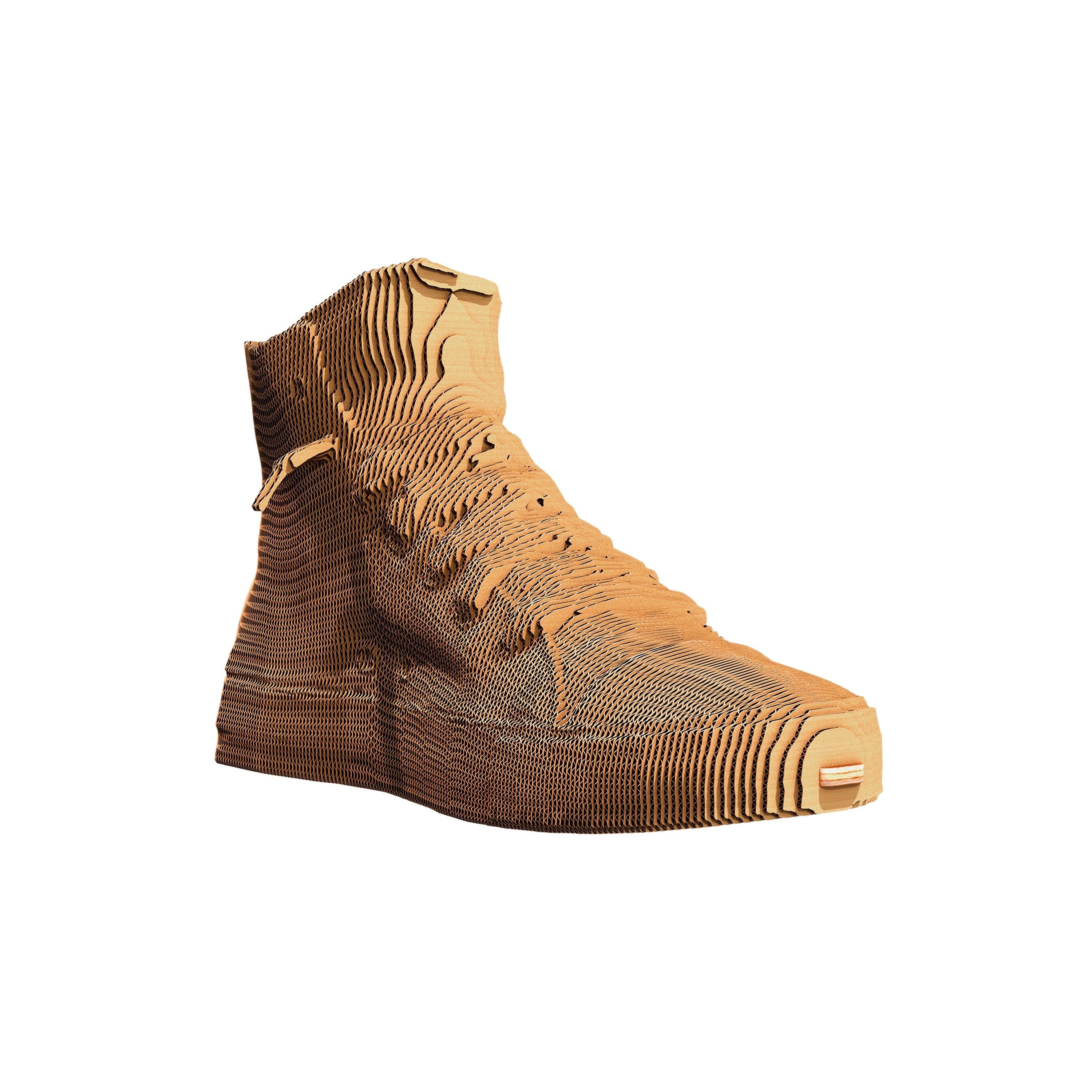 Cardboard 3D puzzle sculpture HIGH TOP SNEAKER by Cartonic