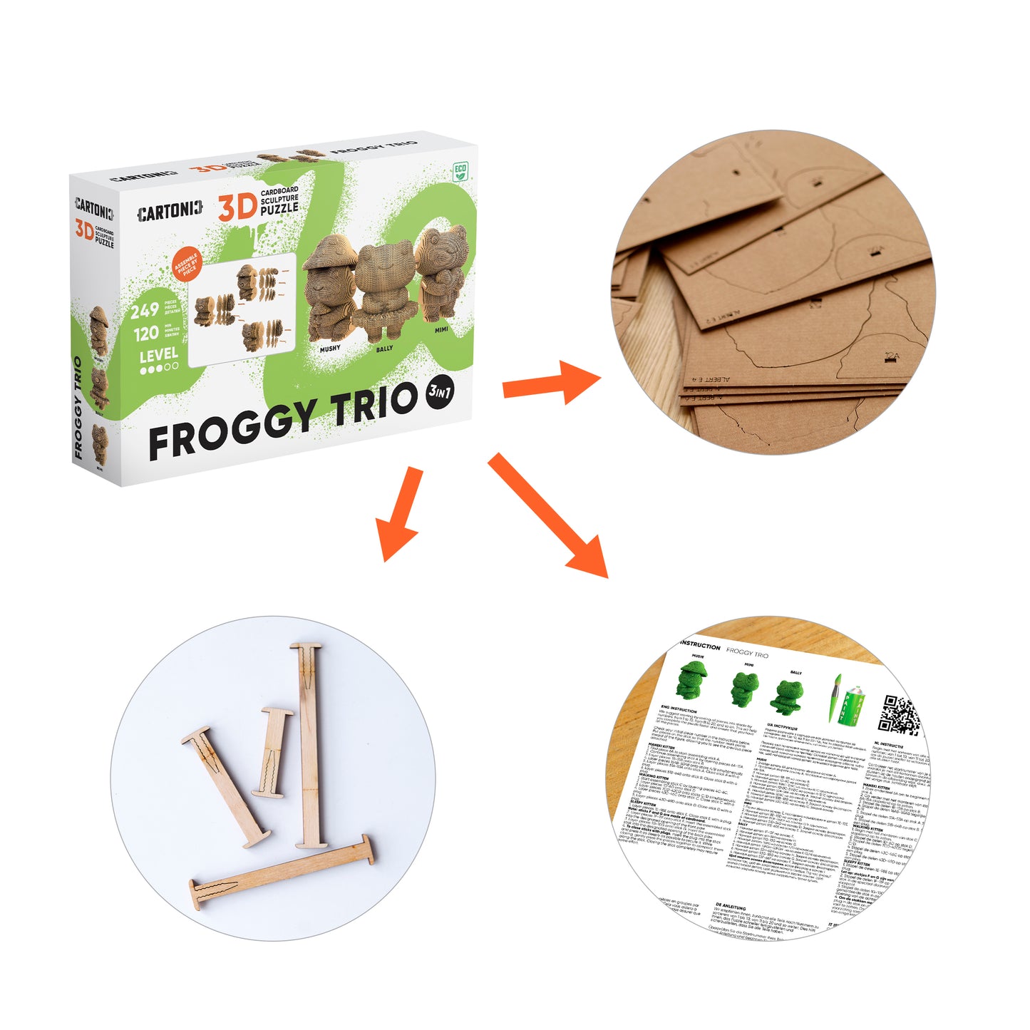FROGGY TRIO  Cartonic 3D Puzzle