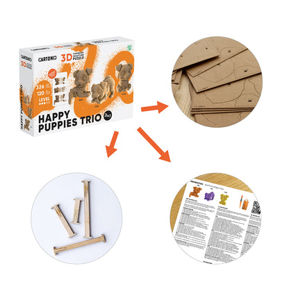 HAPPY PUPPIES TRIO Cartonic 3D Puzzle